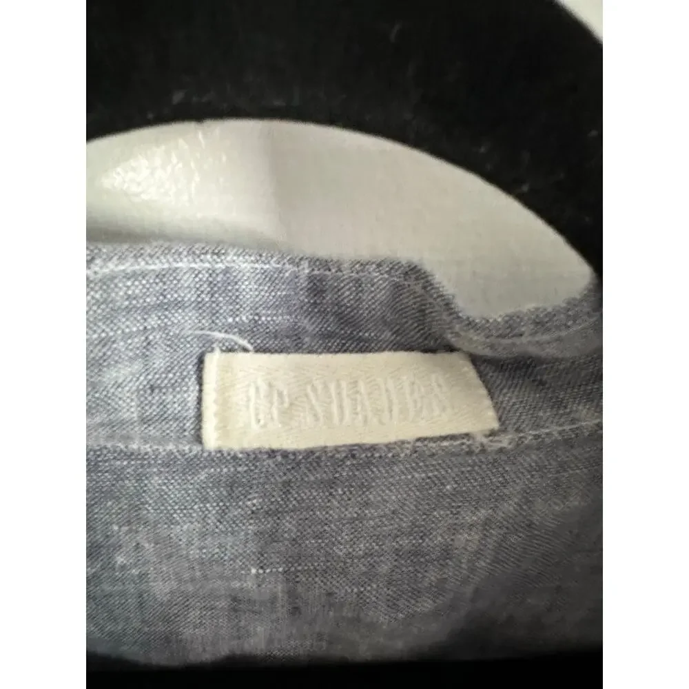 CP SHADES Joss Blue Linen Button-Down Shirt Minimalist Preppy CBK - Sz Medium - Picture 4 of 5